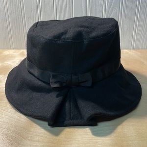 Liz Claiborne Wool Blend Bow Bucket Hat - Black